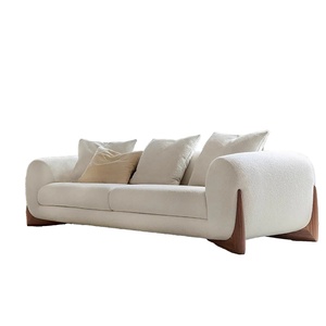 Ensemble de canapés modulaires Zayshine Nordic Modern Luxury Cream White Sherpa pour salon, en velours, 3 places, pour appartement, villa, hôtel, canapé de détente - Product Image 6