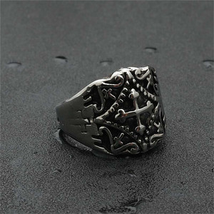 Men's Stainless Steel Cross <b>Ring</b> <b>Silver</b> Punk Style Geometric Design Gift Jewelry 260119 - Product Image 3