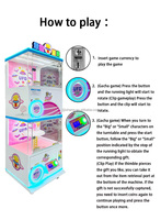 Machine à pinces à monnayeur à thème spatial OVNI à double plateau, avec carrousel rotatif, LED, construction en métal et plastique, version anglaise