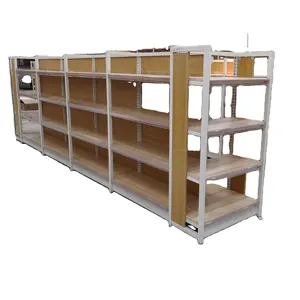 Retail Chains Store Supplies Gondola Grocery Supermarket Shelves Customized Grocery Items Supermarket Rack Double-sided Metallic