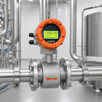 Flowmeter Elektromagnetik Tahan Bahan Kimia dengan Lapisan PTFE PFA PN 1.6 MPa Flanged Digital Flowmeter DN100