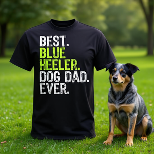 T-Shirt da Uomo Blue Heeler Dog Dad, Manica Corta, Girocollo, Stampa Serigrafica, per Attività Promozionali - Product Image 3