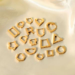 Không Thấm Nước Thép không gỉ mạ 18K vàng bông tai trang sức máy bay đơn giản cắt hình dạng hình học titan thép Hoop Bông tai - Product Image 2