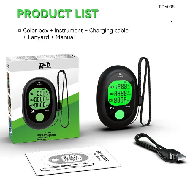 2026 RD600S Three-in-One EMF Electromagnetic Radiation Detector Electric/Magnetic Field Radio Frequency Meter Portable