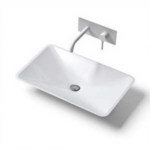 Lavabo <span class=keywords><strong>double</strong></span> intégré en pierre artificielle Doporro allemande, style minimaliste moderne, finition brillante/mate, <span class=keywords><strong>blanc</strong></span>, grande taille - Product Image 1
