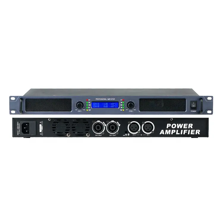 Amplificador digital OEM de 1U, de la marca OEM, de la que se puede acceder por primera vez. Amplificador chino de 2*650 vatios con pantalla LCD