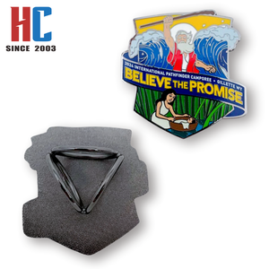 20 jaar fabrieksgecustomizeerde 'Believe the <span class=keywords><strong>Promise</strong></span>' sjaalring schuifregelaar Pathfinder Adventistische christelijke Camporee hard-emaille revers speld - Product Image 2