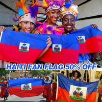 Drapeau haïtien 3*5 pieds, drapeaux de l'équipe de football haïtienne pour l'extérieur, couvre-véhicule avec drapeau haïtien