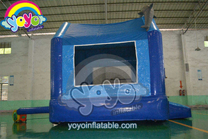 บ้านลมเด็กธีมโลมา 13x13 ฟุต สีฟ้า ลายสัตว์ทะเล วัสดุ PVC เกรดเชิงพาณิชย์ สำหรับศูนย์เล่นเด็ก อุปกรณ์จัดงานปาร์ตี้ - Product Image 2