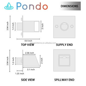 หัวน้ำพุสี่เหลี่ยม <span class=keywords><strong>PONDO</strong></span> ขนาด 2 นิ้ว, รางน้ำสแตนเลส 316 พร้อมแผ่นกั้นน้ำแบบพ่นสำหรับสระว่ายน้ำและบ่อ - Product Image 4