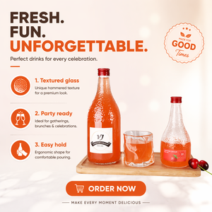 Embossed Texture Clear Glass Juice <strong>Bottle</strong> Empty Glass Beverage <strong>Bottle</strong> with Metal Screw Cap for Fruit Juice <strong>Sparkling</strong> Water - Product Image 2