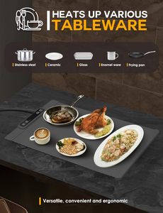 6 Temperature <b>Silicone</b> Food Warmer Tray Countertop Buffet Food Warming Mat with Heat-Resistant <b>Pad</b> Electric Warming Mat for Food - Product Image 2