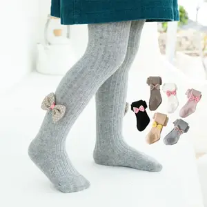 Dệt Kim Xà Cạp Vớ Cho Trẻ Em Trẻ Em Pantyhose Với Bow Cotton Bé Vớ Cho Cô Gái