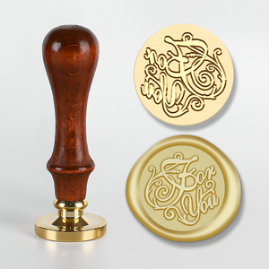 Série d'estampes Alphabet anglais n° 3, manche en bois de hêtre, tête en laiton, sceau de cire à motif unique pour décoration - Product Image 1
