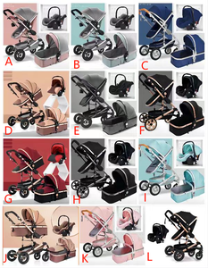 JXB High Landscape Luxury Pushchair Compact Baby Travel Buggy Foldable Children Stroller 3 in 1 Lightweight <strong>Prams</strong> and Pushchairs - Product Image 2