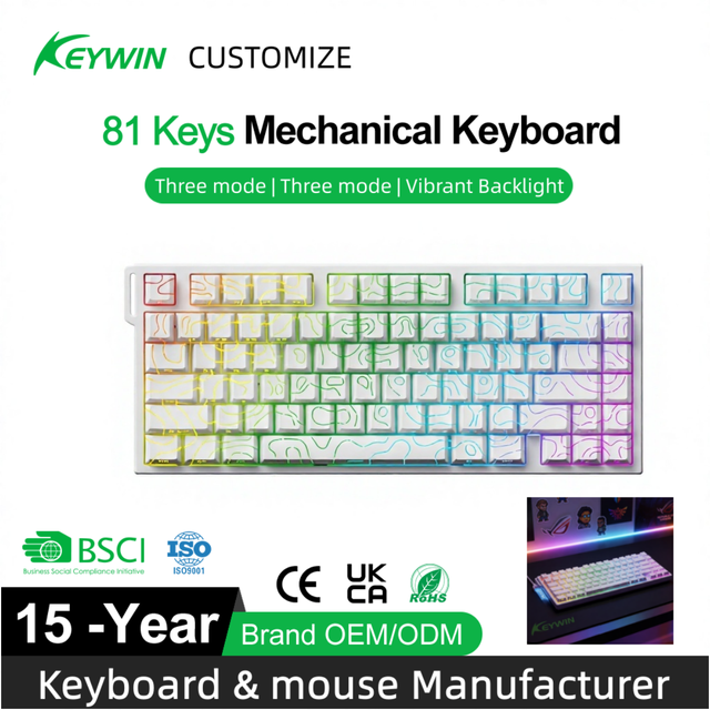 OEM ODM 75% Wireless RGB Magnetic Mechanical Gaming Keyboard 81 Keys Three Mode RGB Magnetic Gasket Mechanical Keyboard