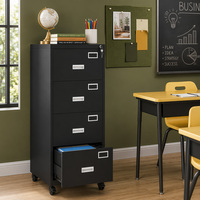 Elegante Archivador Móvil de Acero con Pedestal, 4 Cajones, con Cerradura, Gabinete de Almacenamiento de Oficina de Metal y Acero