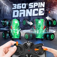 Camion monstre télécommandé Dwi Dowellin avec lumières et musique, jouets dinosaures pour enfants, camion RC à l'échelle 1:20 avec rotation à 360° °   Spins
