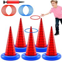 Jeu de lancer d'anneaux gonflables en PVC sur le thème des araignées avec cônes pour fêtes d'anniversaire, utilisation intérieure/extérieure