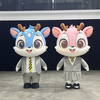 Costume gonflable personnalisé de mascotte cerf, personnage de dessin animé, uniforme scolaire exquis, costume gonflable publicitaire en peluche pour adultes