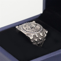 Anello Stile Centenario in Argento Sterling 925 con Zirconia Cubica e Moneta da 50 Pesos Messicani
