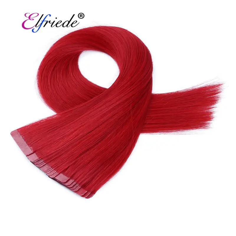 Dark Red Straight Tape In Hair Extensions Virgin Remy Human Hair Full Cuticle Invisible Tape-ins Hair 2.5g/pc TPDR