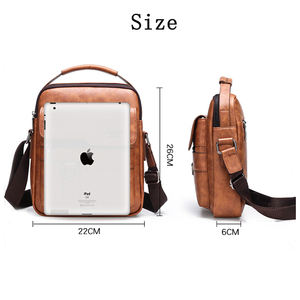 男士休闲Pu皮革斜挎包奢华设计师斜挎包便携高品质防水时尚 - Product Image 4