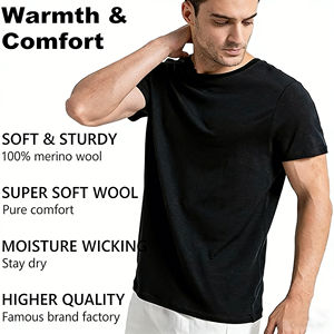 T-shirt <span class=keywords><strong>da</strong></span> <span class=keywords><strong>uomo</strong></span> estiva comoda e leggera a maniche corte in lana, ad asciugatura rapida, antibatterica, 100% lana merino - Produttore - Product Image 3
