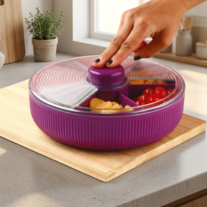 Anax Plastic Spinner Dry Fruit <b>Storage</b> <b>Box</b> 5 Compartment Rotating Candy Container Clear Lid Kitchen Snack Organizer BPA Free - Product Image 2