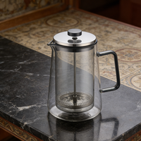 Cafetière à piston en verre résistant à la chaleur de 600 ml au design moderne, ensemble de pot à café manuel avec filtre pour la préparation du café