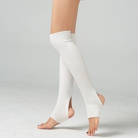 Mode blanc noir gris tricoté Slouch chaussettes genouillères pour femmes fille Ballet danse sport Yoga Pilates accessoires
