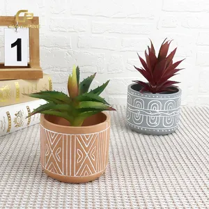 Buy Wholesale China Exquisite Cement Pot With Artificial Plant For