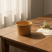 Boîte à lunch jetable ronde personnalisée pour la restauration rapide, conteneur à emporter, assiettes en papier kraft, bols avec couvercle en papier ou en plastique