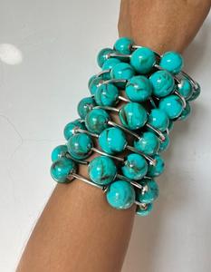 Kaimei 2025 Đồ Trang Sức Thời Trang Bán Buôn Phụ Nữ Chunky Nhựa Acrylic Mable Màu Xanh Bead Vòng Đeo Tay Thiết Lập Bạc Punk Chunky Vòng Đeo Tay Bộ - Product Image 3