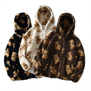 YiXin – Nouveaux sweats à capuche oversize pour femme, chauds et épais, avec imprimés de dessins animés, fermeture éclair, décontractés, mignons et adorables, en polyester peigné teint uni - Product Image 4
