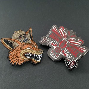 Animali Tigre <span class=keywords><strong>Leone</strong></span> <span class=keywords><strong>Lupo</strong></span> Octopus Cuore <span class=keywords><strong>Il</strong></span> Santo Scuro Smalto Morbido Risvolto Badge Pin - Product Image 5