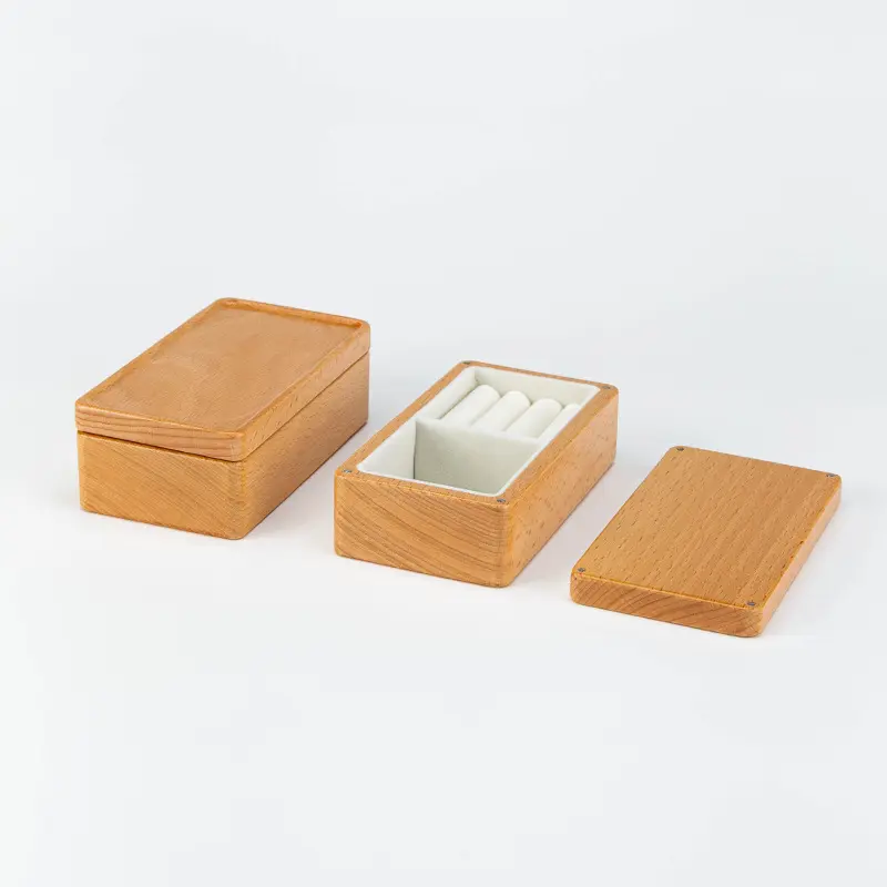 Fábrica al por mayor pendientes caja de joyería de madera maciza pulsera joyería pulsera caja de almacenamiento haya pequeña caja de embalaje