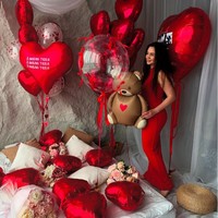 Ballons en aluminium en forme de coeur rouge pour la Saint-Valentin de 63 pouces Décoration suspendue pour centre commercial Grand ballon Love You de la Saint-Valentin