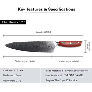 Cuchillos japoneses hechos a mano Messer Damasco cuchillo de cocina Sethot <span class=keywords><strong>Sa</strong></span> Santoku Chef espacios en blanco Real 67 capas Vg10 acero profesional Japón - Product Image 6
