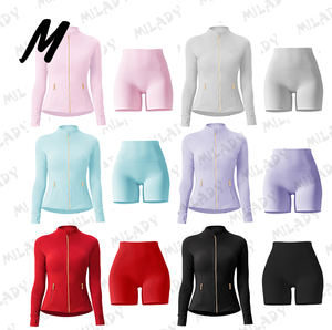 <span class=keywords><strong>Set</strong></span> Giacca e Pantaloncini per Donna con Logo Personalizzato, Alta Elasticità, Completo Sportivo Due Pezzi, <span class=keywords><strong>Abbigliamento</strong></span> da <span class=keywords><strong>Palestra</strong></span>, Collezione Autunno 2024 - Product Image 2