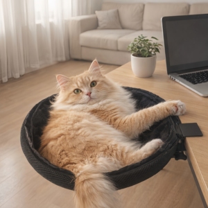 Cama Plegable <span class=keywords><strong>para</strong></span> Gatos, Montable en Escritorio, Ahorra Espacio, <span class=keywords><strong>Hamaca</strong></span> <span class=keywords><strong>para</strong></span> Gatos con Abrazadera, Resistente, 20 kg, Felpa Suave, Lavable, Plegable, <span class=keywords><strong>Nido</strong></span> <span class=keywords><strong>para</strong></span> Gatos de Oficina - Product Image 1