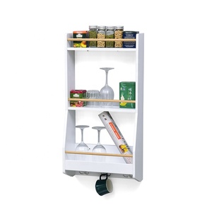 Étagère de rangement murale en bois à 3 niveaux avec protection de clôture et crochets pour organisateur de <span class=keywords><strong>cuisine</strong></span> et de salle de bain - Product Image 1