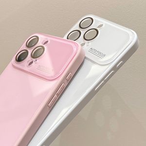 Coque de téléphone en verre brillant de couleur unie pour iPhone 17 Pro Max 16 15 <span class=keywords><strong>14</strong></span> 13 12 11 avec grande fenêtre et anti-traces de doigts - Product Image 6