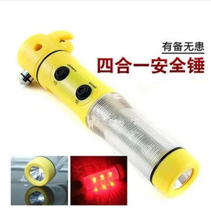 Car 4 In 1 Safety Hammer Multifunctional Escape Window Breaker Flashlight Alarm <b>Light</b> Yellow 24.5cm ABS <b>Emergency</b> Tool - Product Image 5
