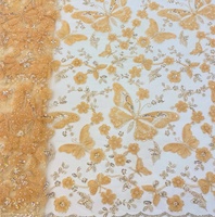 NI.AI Tissus en dentelle filet de luxe écologiques, 100% Polyester uni, avec broderie de perles africaines et sequins tissés, pour femmes et filles
