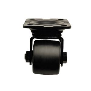 Roue pivotante robuste de 2,5 pouces à faible gravité, roue en nylon noir, plaque en acier, roulement à billes, fonctionnement silencieux - Product Image 1