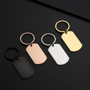 Tùy Chỉnh Khắc Thép Không Gỉ Hình Chữ Nhật Rose Gold 18K Vàng Đen Màu Xanh Con Chó <span class=keywords><strong>Tag</strong></span> Mặt Dây Chuyền Vòng Chìa Khóa Trống Khắc Móc Chìa Khóa - Product Image 3