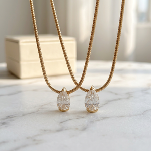 สร้อยคอเพชรทรงลูกแพร์ทองคำแท้ 18K พร้อมใบรับรอง GIA เพชรธรรมชาติสีขาว คลาสสิก เหมาะสำหรับผู้หญิง สวมใส่ได้ทุกวัน - Product Image 3