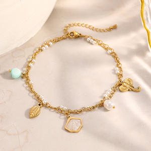 Tobillera de Acero Inoxidable con Baño de Oro de 18k y Dije de Concha, Joyería para Pies de Mujer, Estilo Veraniego para Playa - Product Image 2