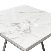 Risamshan — Table basse en acier inoxydable, imitation marbre blanc, Table de canapé, meuble de salon d'hôtel, de haute qualité